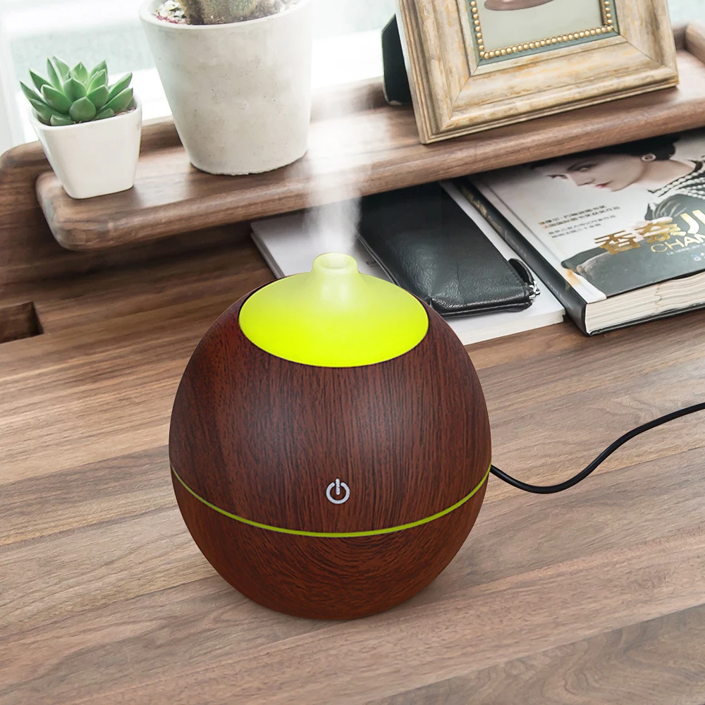 

KBAYBO 130ml Aroma essential oil diffuser USB ultrasonic wood Air Humidifier with Wood Grain 7Color Changing LED Lights for home