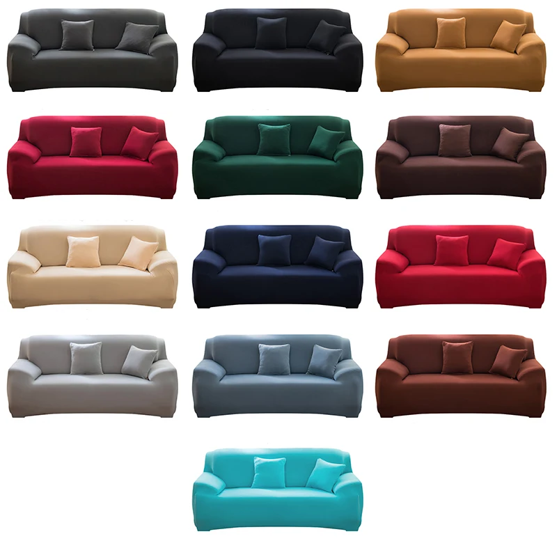 

Elasticity Sofa Cover Extensible Couch Cover SofaCovers Sectional Solid Color Single/Two/Three/Four Seats L Shape