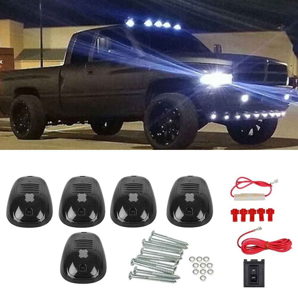 12V-24V 5pcs 4 X4 Дымчатая линза на крышу кабина ходовой светильник светодиодный 6000K для