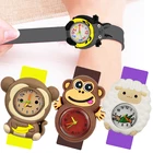 Часы с мультяшным котомовечкойобезьяной, детские наручные часы с защелкой, детские милые часы с пандой, детские часы, игрушки для мальчиков и девочек, подарок