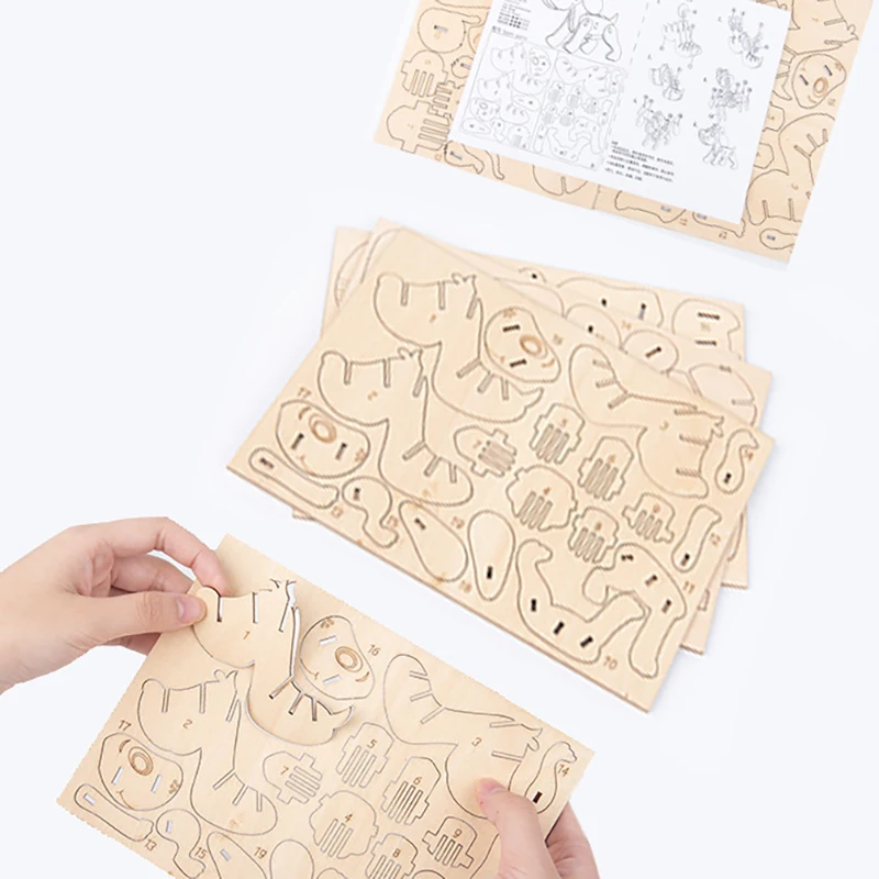 

Laser Cutting Wooden 3D Puzzle Cute Animal Model Toys Assembly Wood Desk Decoration For Children Kids Gift PT018