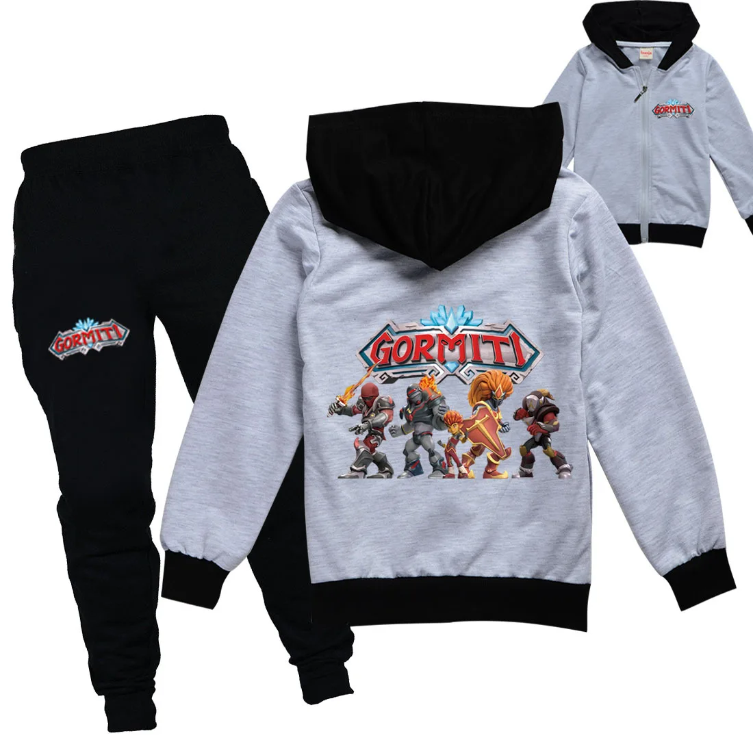 Gormiti Clothing Set Kids Hoodies Jogger Pants Tracksuit Girls Jacket with Zipper Hooded Tops Children Coat Baby Boys Streetwear