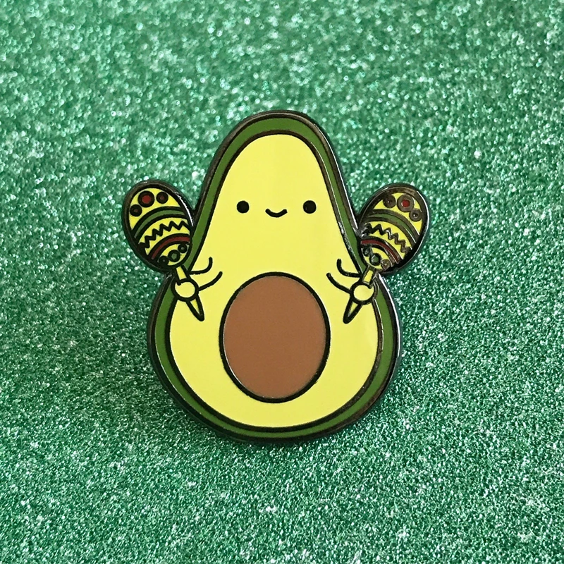Kawaii Мультфильм ча-ча авокадо Броши заколки эмалированные металлические значки