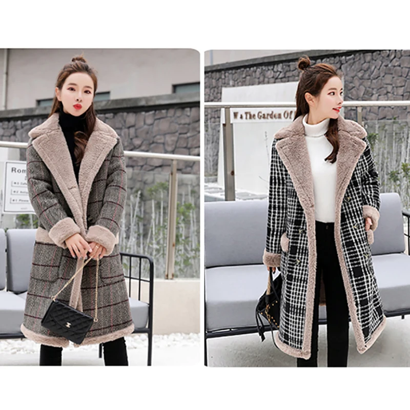 Женские осенне-зимние плотные парки в клетку женские куртки средней длины