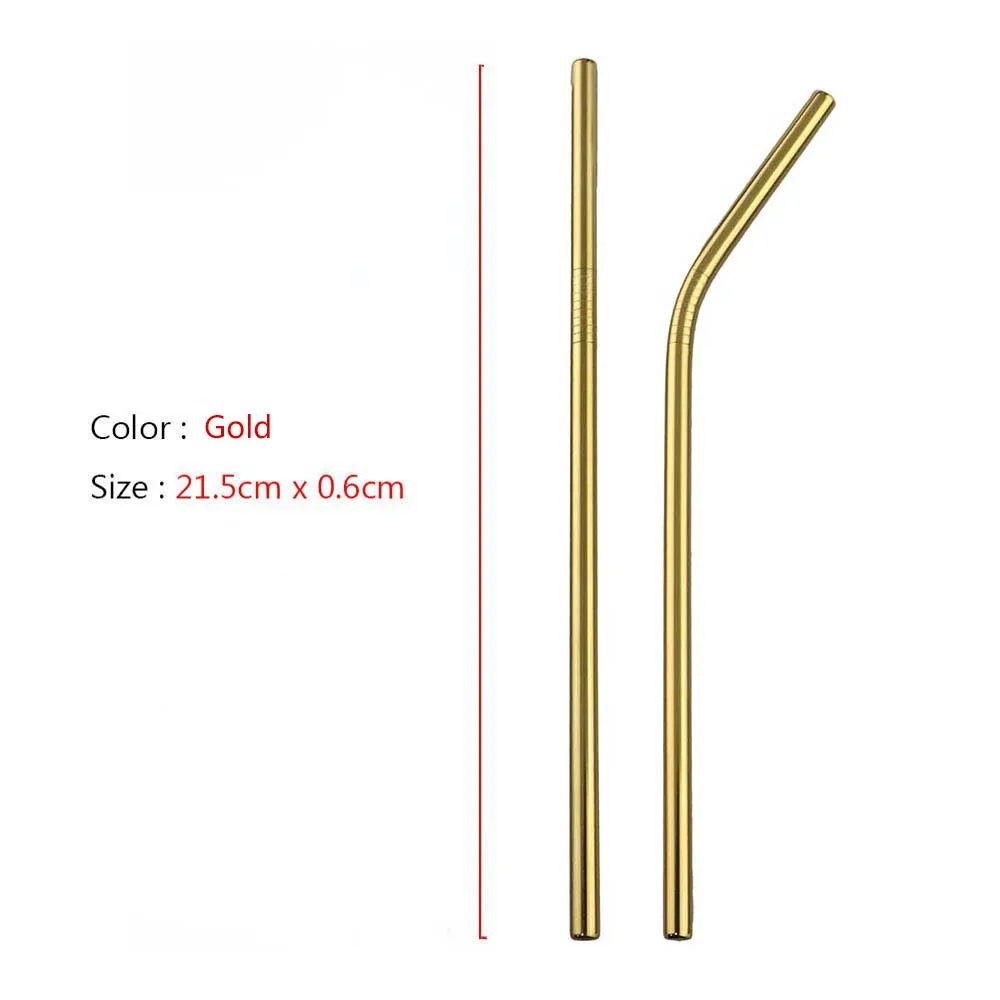 

10Set Reusable Drinking Straw High Quality 18/10 Stainless Steel Straws Colorful Mteal Straw Set With Brush Bar Party Accessory