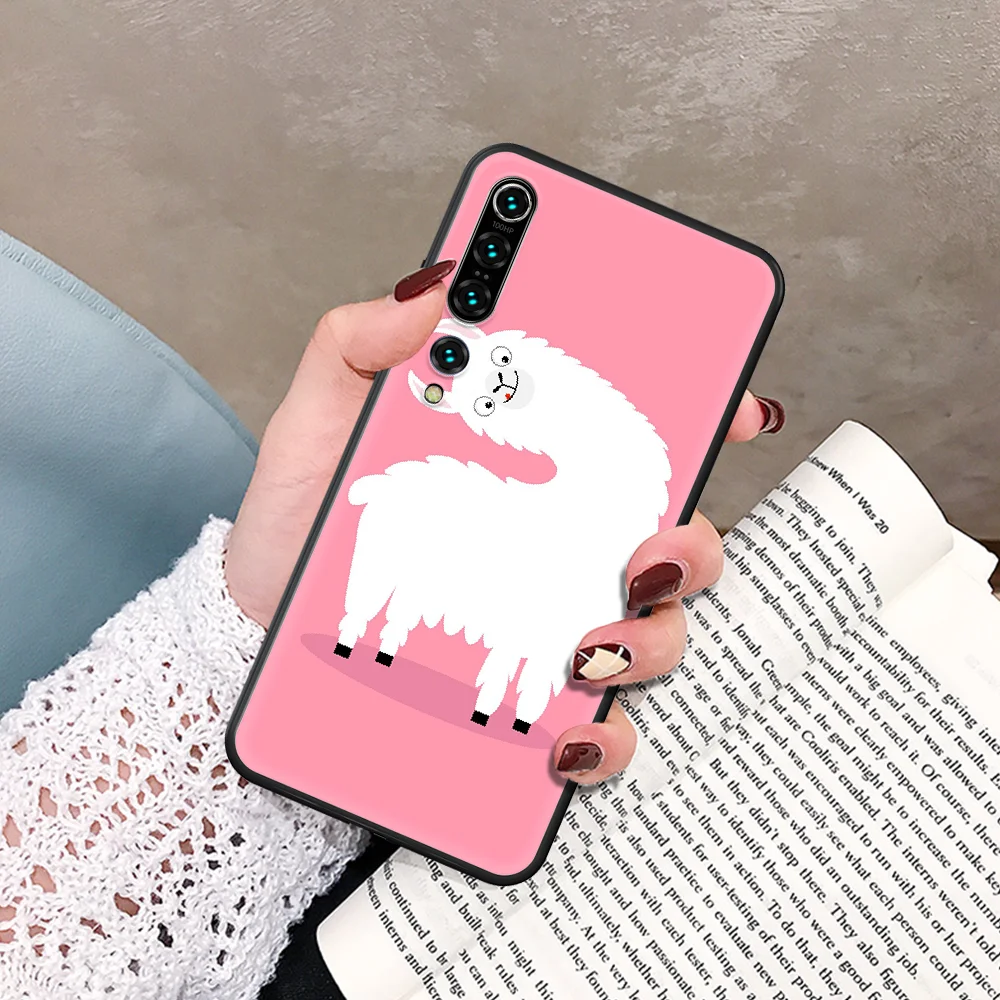 

awaii Cute Llama Alpaca Animals Cartoon Phone Case For Xiaomi Mi Note 10 A3 9 MAX 3 A2 8 9 Lite Pro Ultra black Bumper 3D Cover