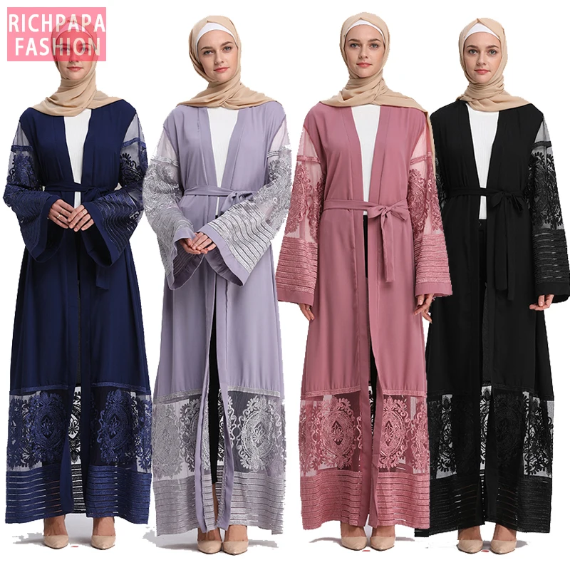 Кардиган абайя 2019 кружевное бархатное мусульманское хиджаб платье Турецкая