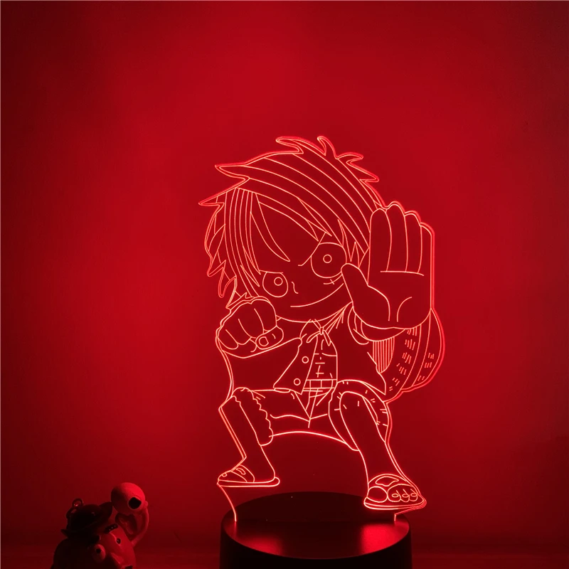 3D светодиодный ночсветильник аниме Q Luffy Jet Punch поза Ver. Экшн-фигурка 7 цветов