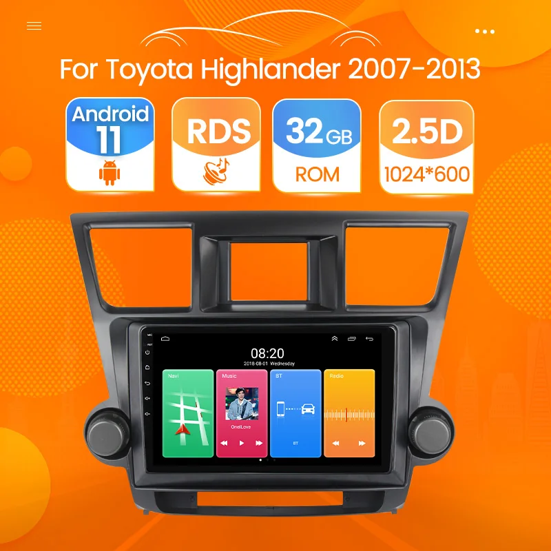 2.5D Android 11 автомобильная стереосистема для Toyota Highlander 2 XU40 2007-2013 радио