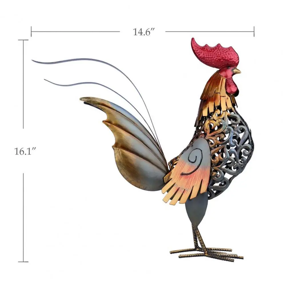 

Rooster Sculpture Exquisite Durable Iron Garden Animal Statue Craft Decoration for Decorating