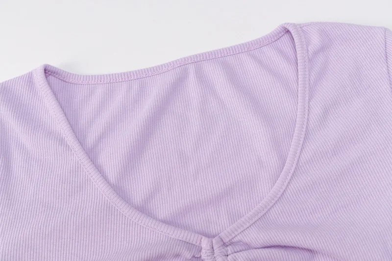 Весенне-осенние модные сексуальные топы однотонные черные/фиолетовые