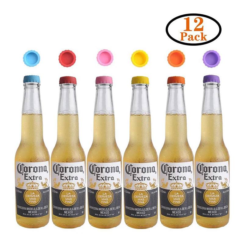 

12pcs Reusable Silicone Bottle Caps Beer Cover Soda Lid Wine Saver Stopper High quality