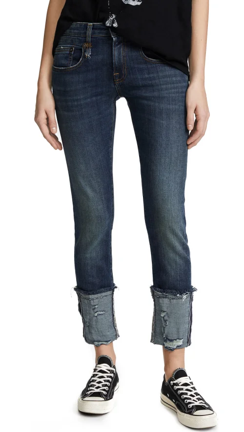 

Women's Jeans Tight Stretch Slim Pencil Pants Hole Zipper Cotton Denim Pant