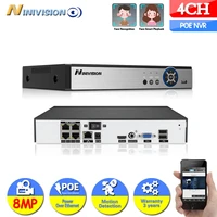 ninivision 4ch 4k 8mp poe nvr face recognition motion detection h 265 network video record audio recording ip camera p2p system