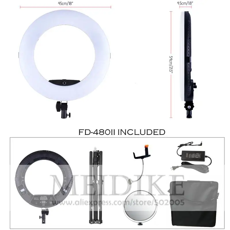 

96W Yidoblo FD-480II Pro LED Beauty Salon nail Lighting Lamp Make up Ring lamp Lighting + stand (2M)+ bag + batteries