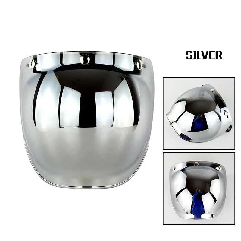 Защитный козырек для мотоциклетного шлема винтажный зеркальный с 3 кнопками