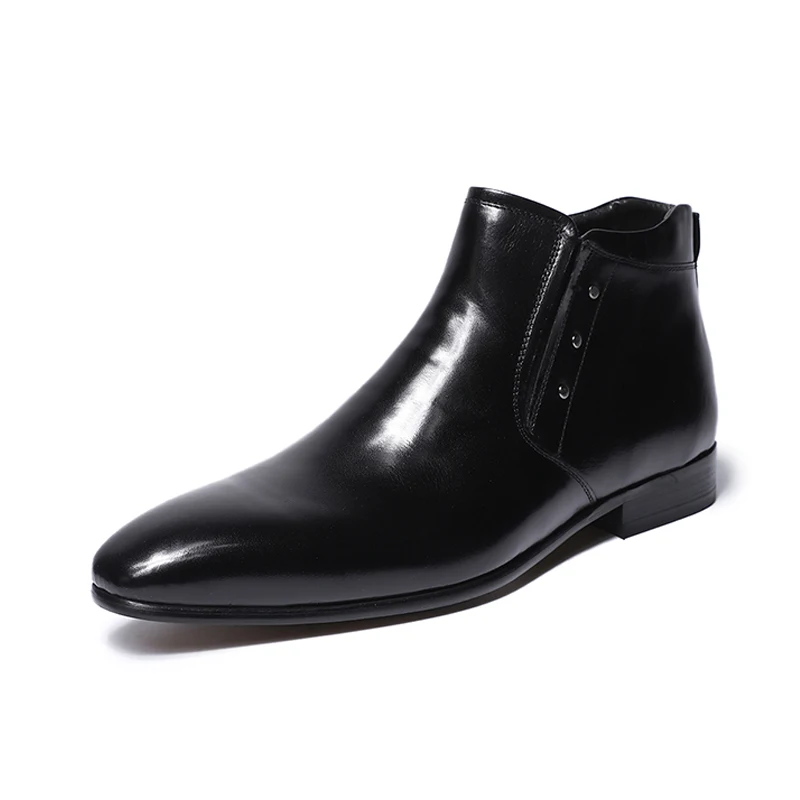Black FELIX CHU/ г. Новые мужские ботильоны из натуральной кожи модельные туфли на молнии с высоким берцем черная, желтая мужская обувь на резиновой подошве#36700-7 - Цвет: Black