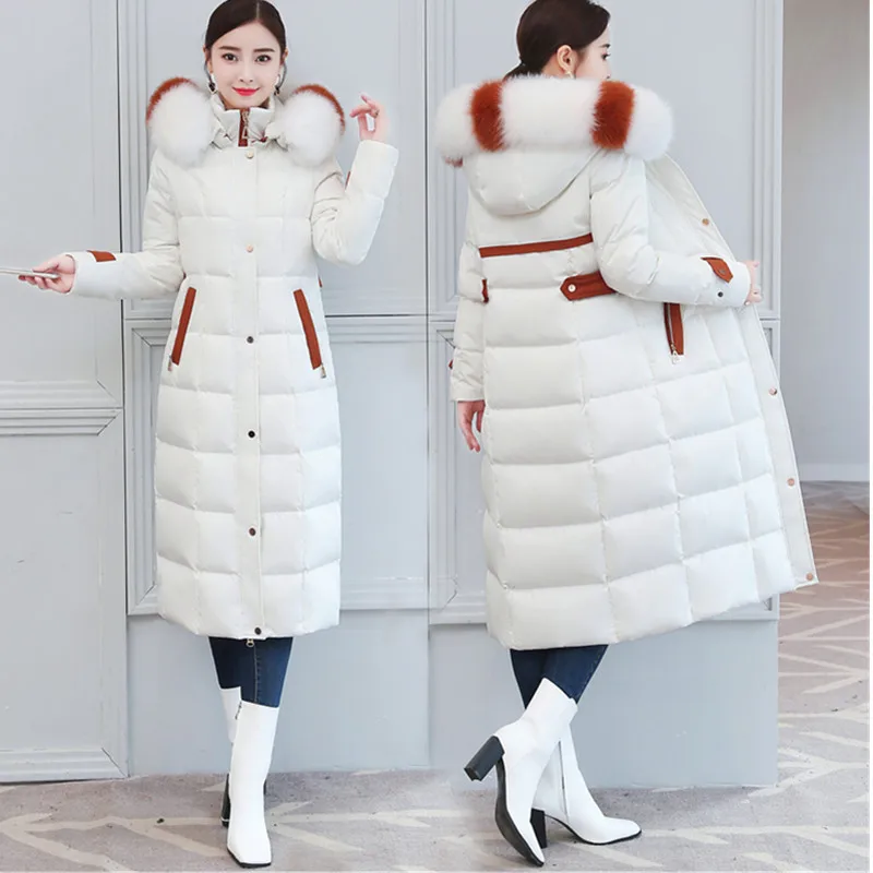 Высококачественное Брендовое Женское зимнее пальто с воротником из лисьего меха