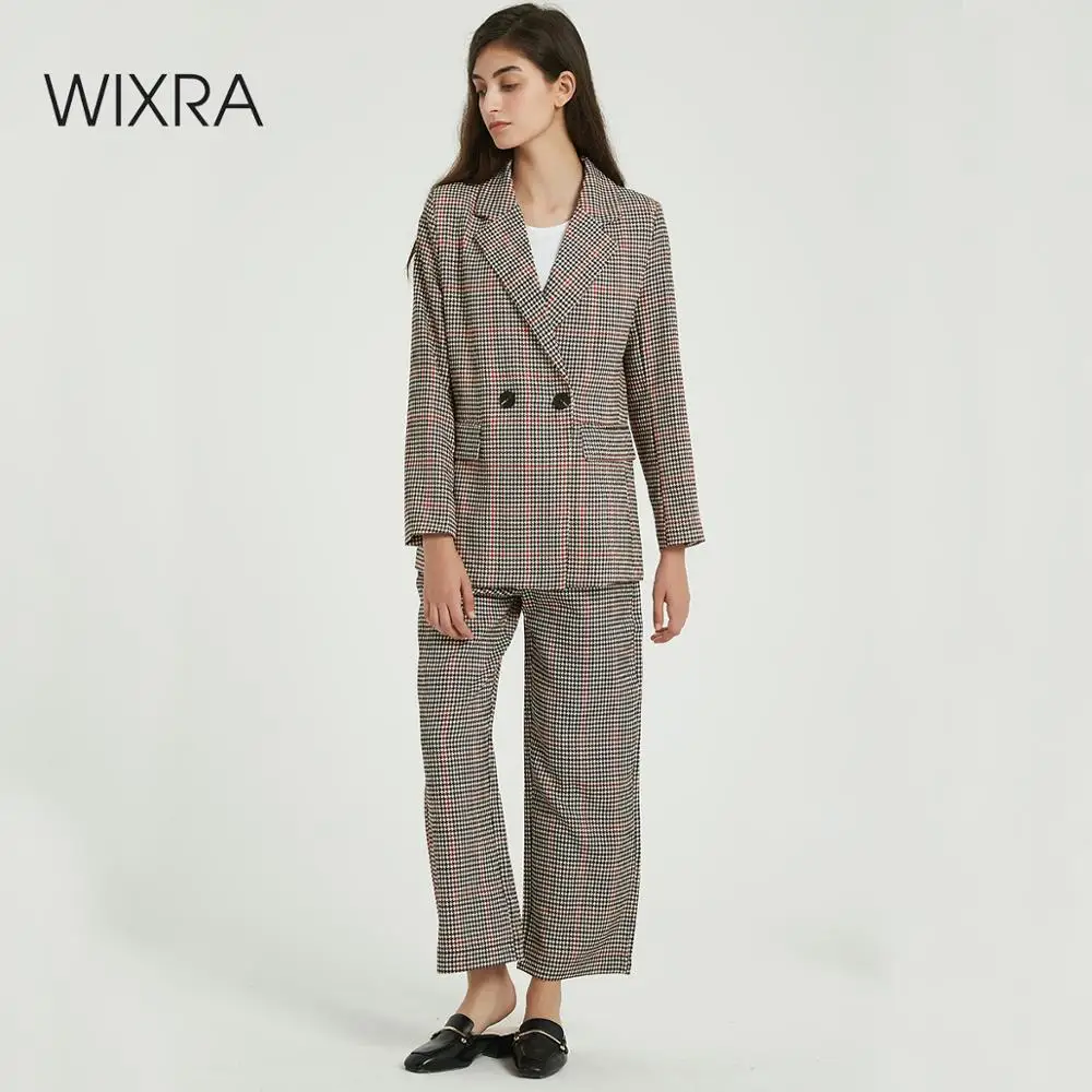 Женский Классический Клетчатый Блейзер Wixra двубортный офисный пиджак с длинным
