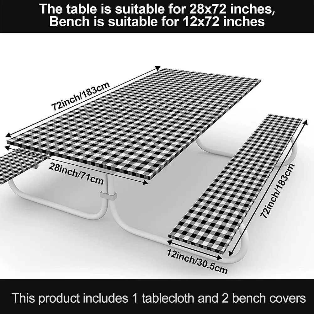 

Picnic Table Bench Cover Outdoor Waterproof Elastic Rectangular Fitted Plaid Tablecloth Modern Home Decorative Table Cover