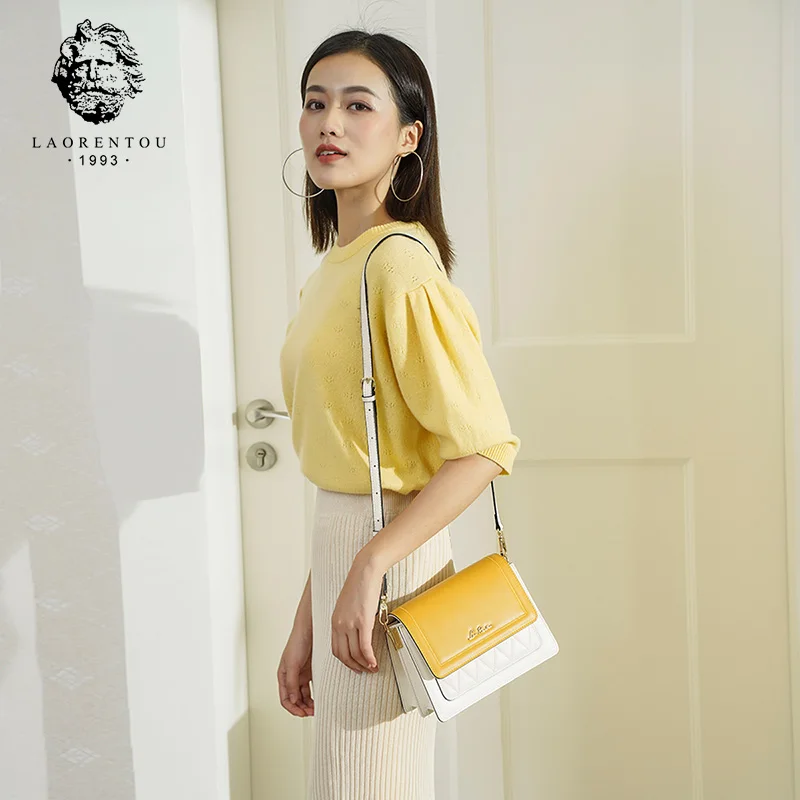 LAORENTOU мини сумка через плечо с клапаном для девочек из спилковой кожи простая
