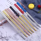 2 пары роскошных металлических палочек для багета, суши-посуда китайские корейские палочки для еды, домашние палочки из нержавеющей стали 304, японская посуда