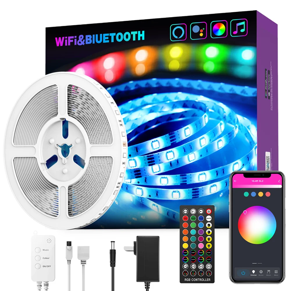 Кэсин 5 м 10 М 5050 SMD RGB Светодиодные ленты светильник работает с поддержкой Wi Fi