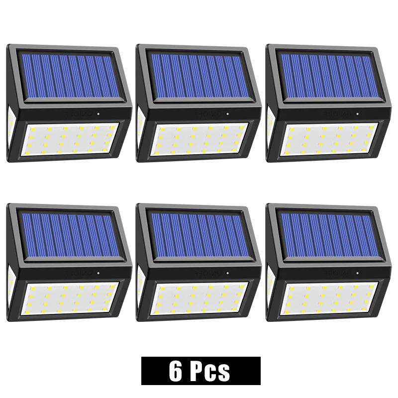 6 pcs Новейший 30led солнечный светильник с 3 светильник ing лицо Открытый водонепроницаемый солнечный светильник палубный светильник Настенный светильник s для сада двора - Испускаемый цвет: 6 pcs