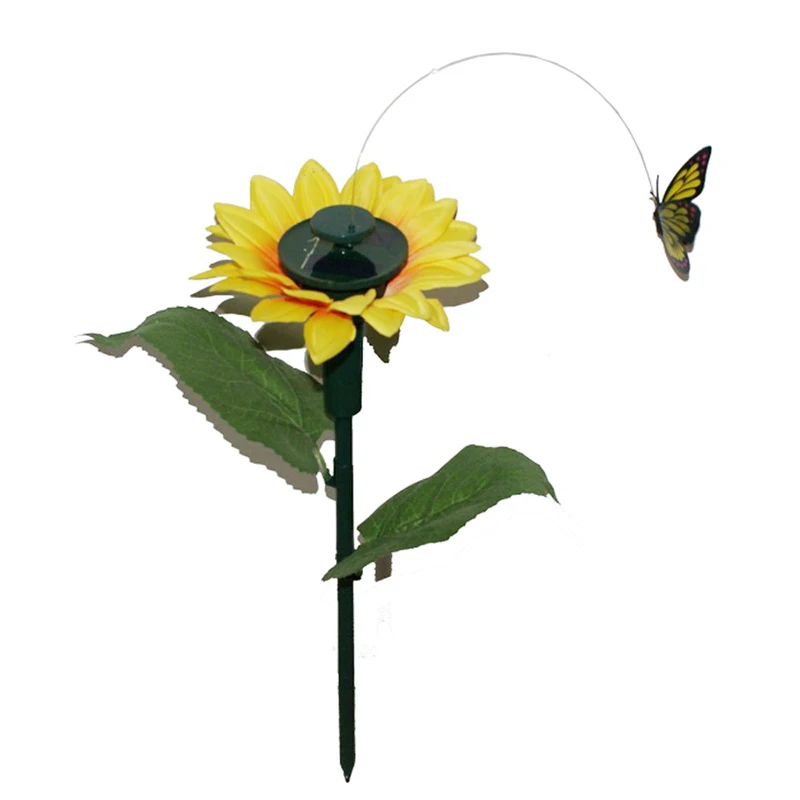 2x Танцующая Солнечная/батарея Подсолнух с бабочкой на садовых тафтах садовый