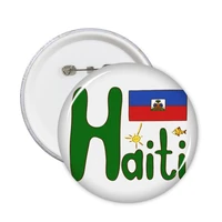 haiti national flag red blue pattern round pins badge button clothing decoration 5pcs gift