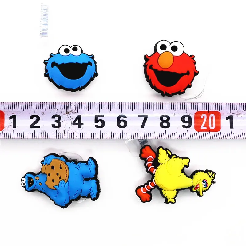 Hot sale 1pcs Shoe Decorations 3D Sesame Street Style Shoe Charm Elmo/Big Bird/Cookie Monster Shoe Accessories fit Kids Gifts