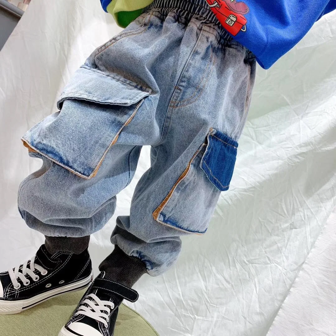 Детские штаны новинка весны 2020 мужские и женские повседневные джинсовые