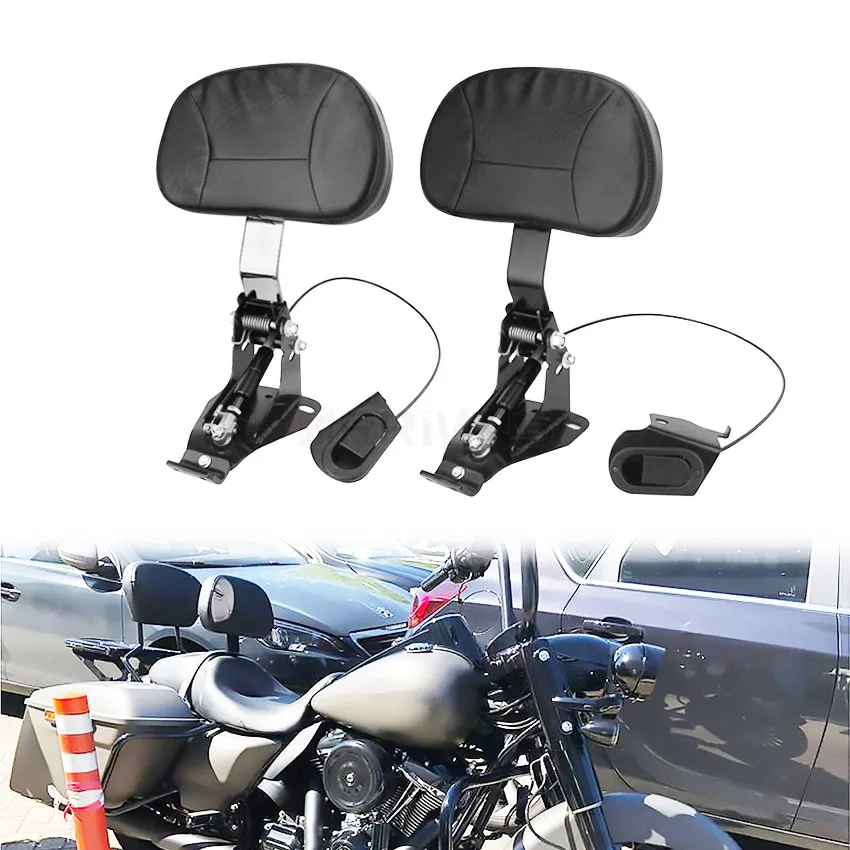 

Chrome Black Motorcycle Driver Backrest W/ Mounting Kits For Harley Touring Street Glide FLHR FLHX Road Glide FLTRX 2009-2020