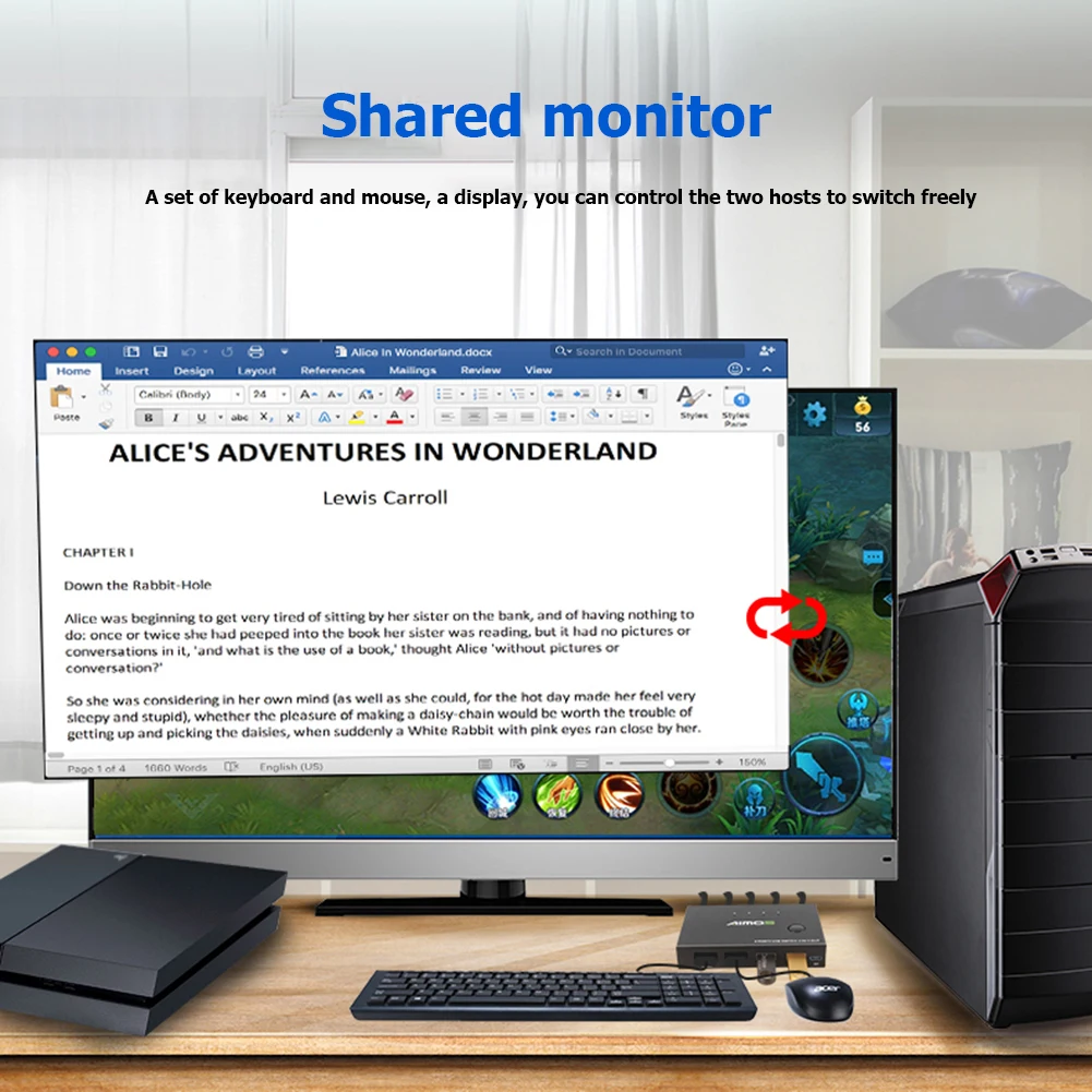 2 Порты usb-хаб KVM переключатель в 1 выход HDMI-Совместимость коробки видео Дисплей 4K