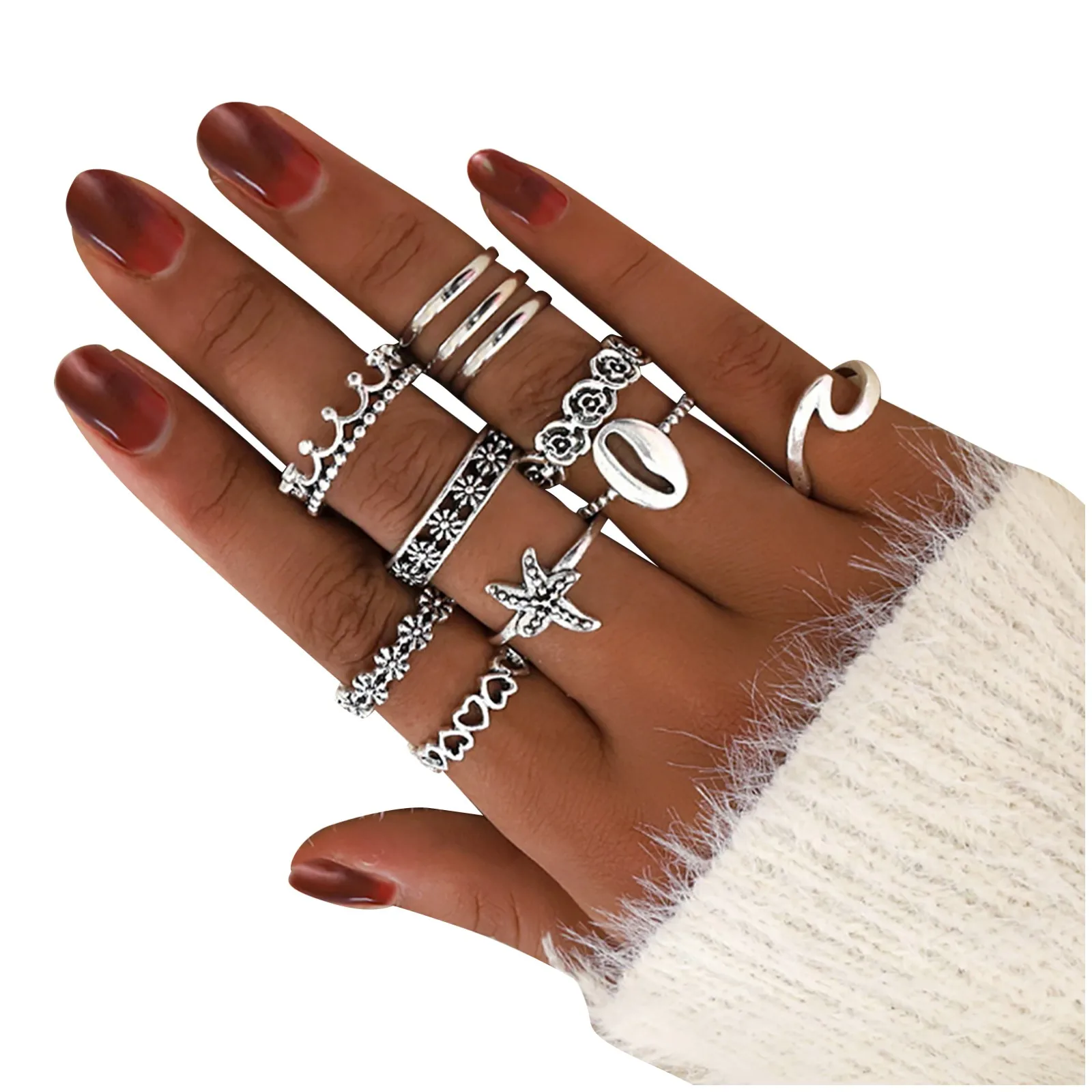 

Female Different Shapes Geometry Ring Set Fesvital Jewelry Ring Fashion Finger Rings For Women Geometric Jewelry Anillos #463