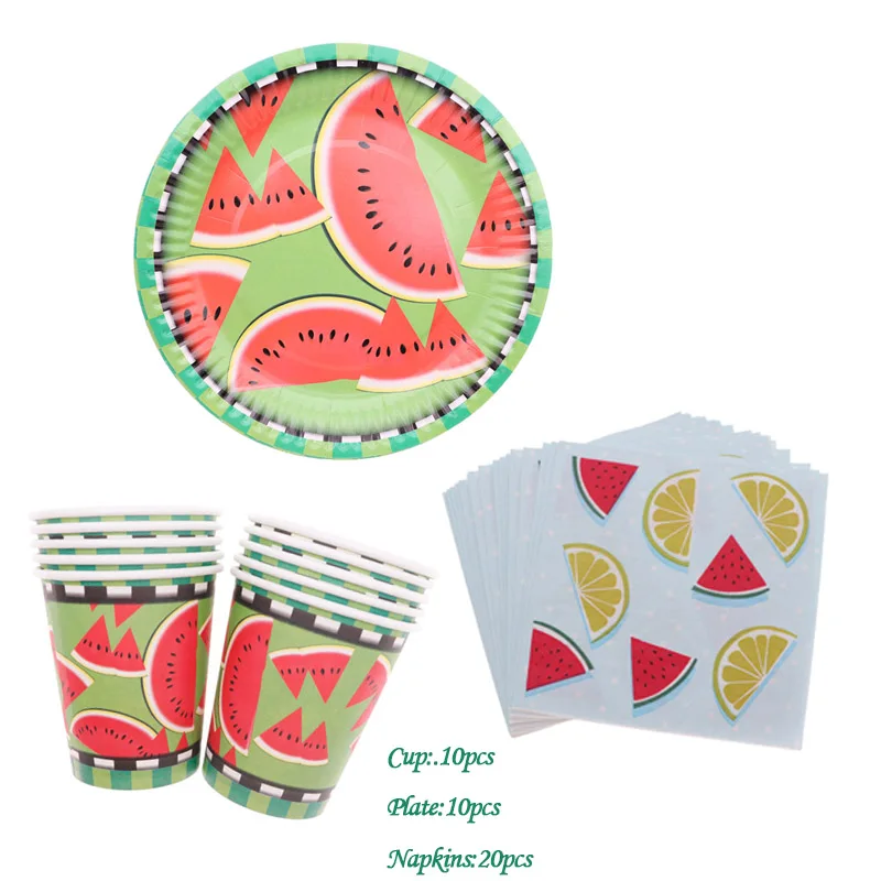 watermelon40pcs 10 шт./компл. малыш Минни Бумага пластины салфетки под чашки вечерние поставки Baby Shower посуда День рождения украшения товары для дома - Цвет: watermelon40pcs