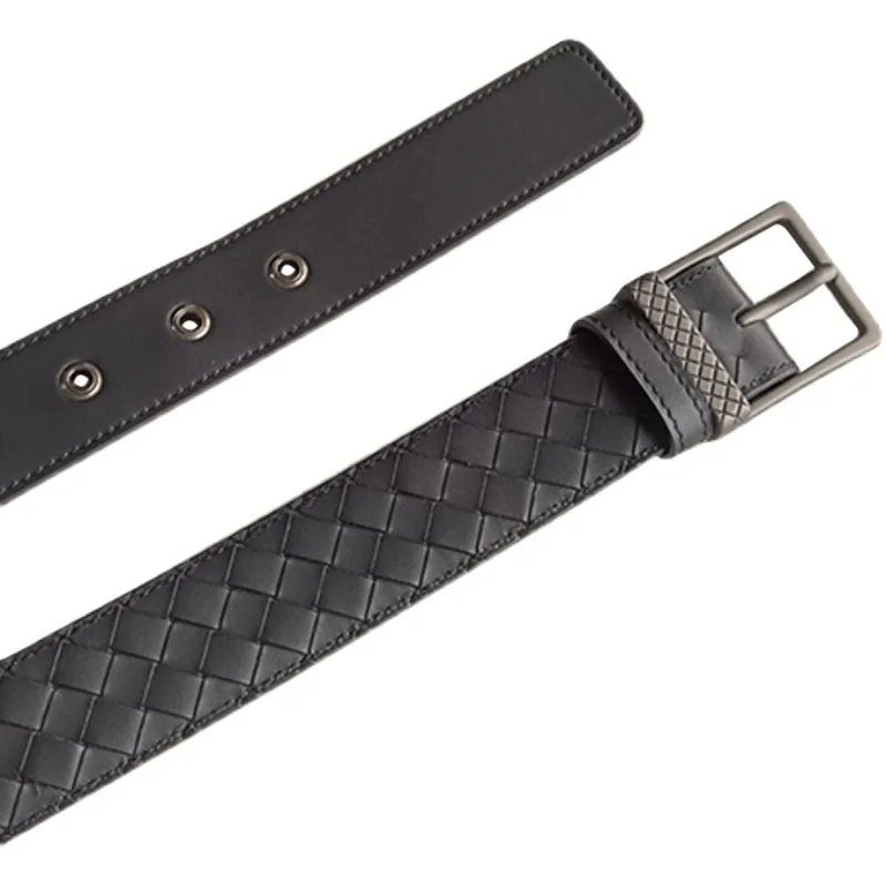 

Brand belt men's high quality cowhide woven leather belt business casual Korean style men's belt fashion luxury belt men's belt