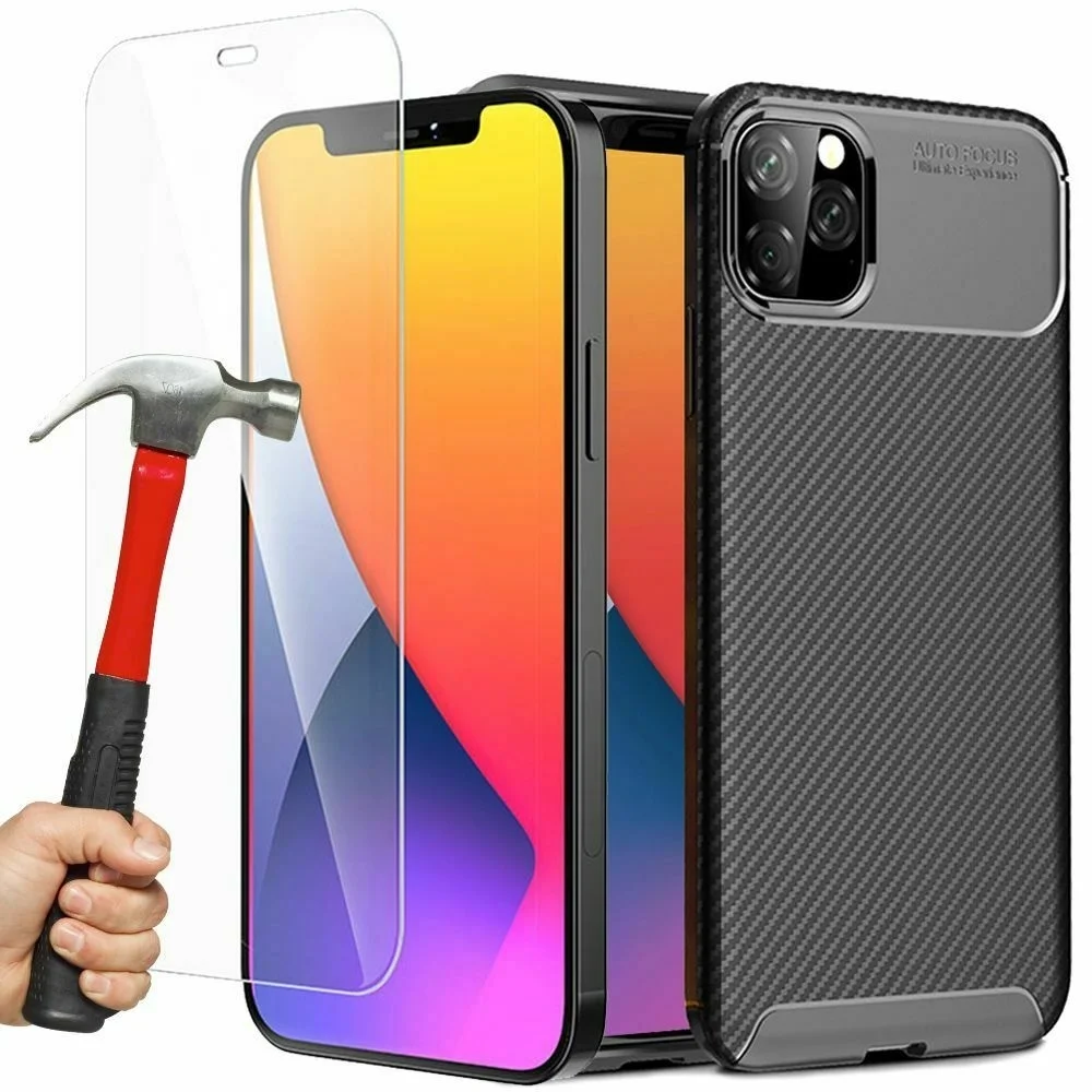 

Film Protection Verre tremp + Coque Noir For iPhone 12 Mini 12 Pro Max 6/7/8/XR/XS