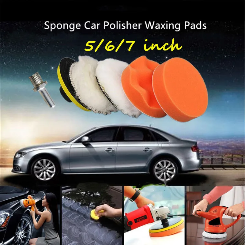 

6PCS 5"/6"/7" Car Sponge Polishing Pad Set Polishing Buffer Waxing Drill For Car Polish Buffer Drill Angle Grinder Polisher