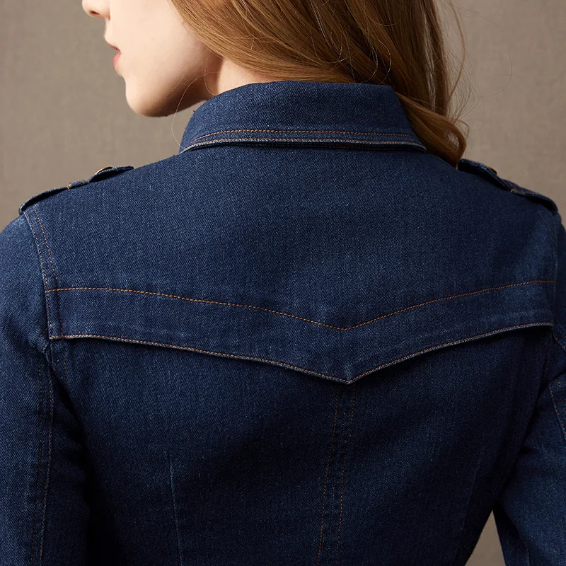 Женское однобортное джинсовое платье Aswinfon облегающее средней длины с отложным