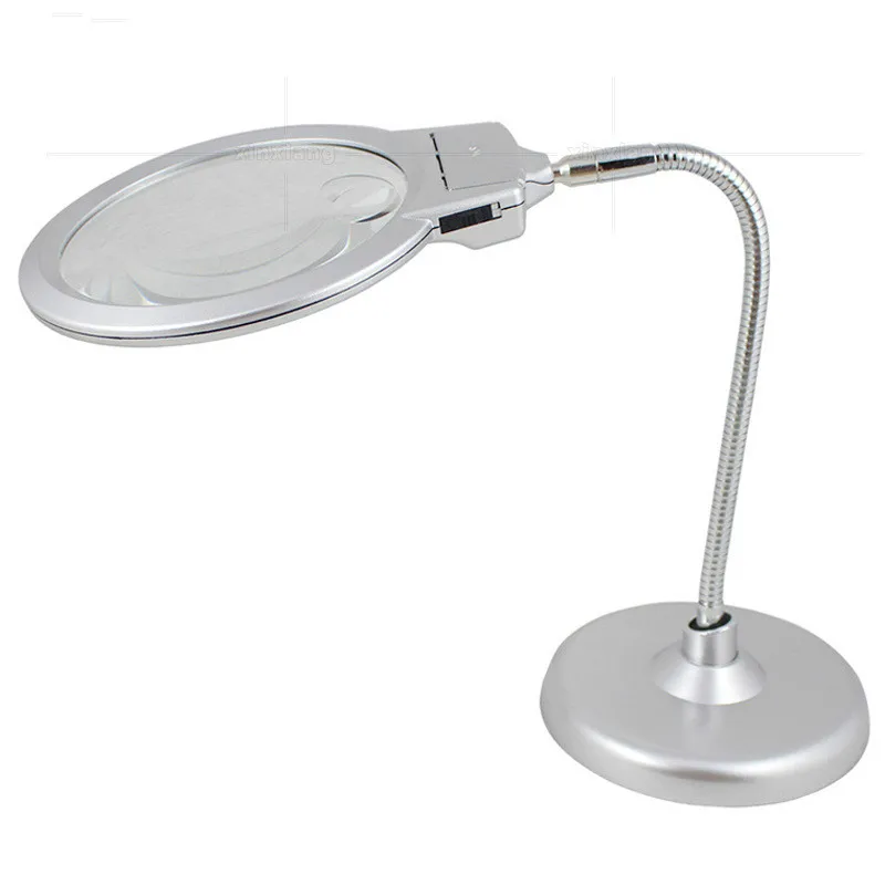 

130 мм светодиодный светильник большого размера, Высококачественная настольные лупы Гибкая металлическая трубка, можно согнуть, увеличител...