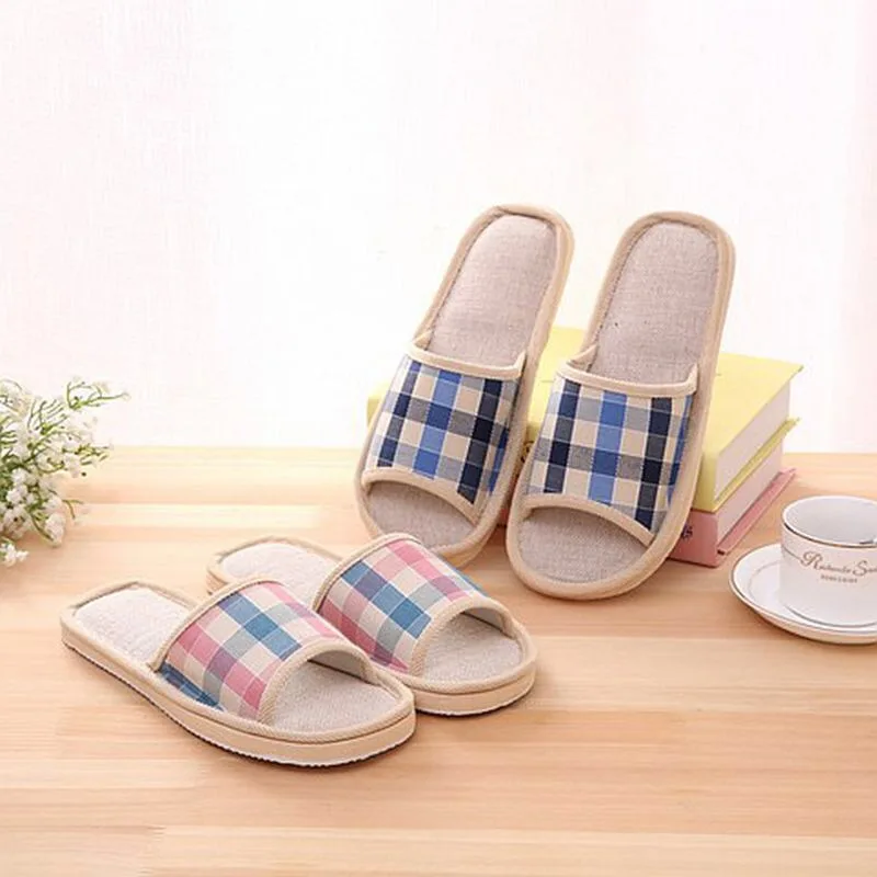 

Drop Shipping Women Casual Indoor Home slippers Hemp Soft Slippers Spring Autumn Flip Flops Female Linen Slides Slippers