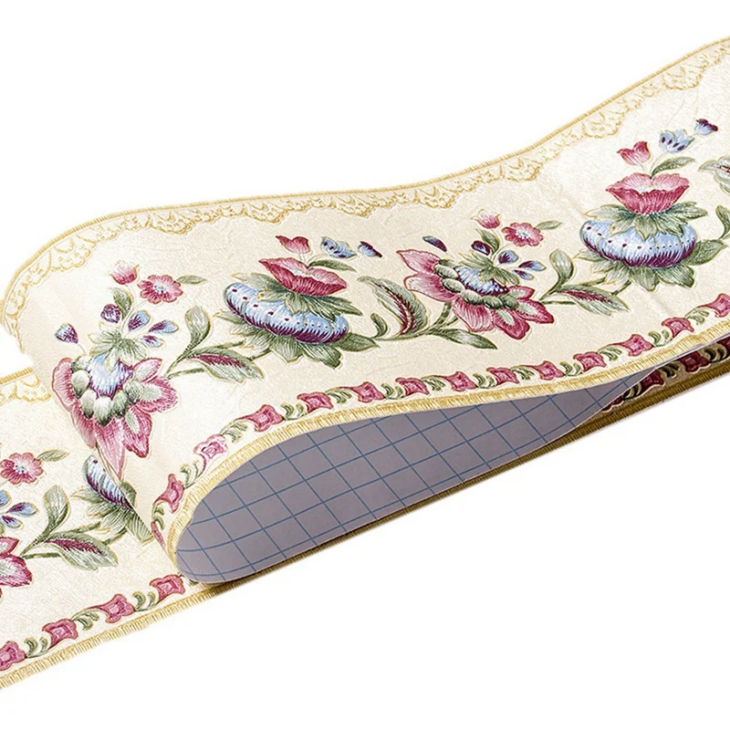 2 шт ПВХ самоклеющиеся обои границы линия талии 3D Цветочный узор комната ванная