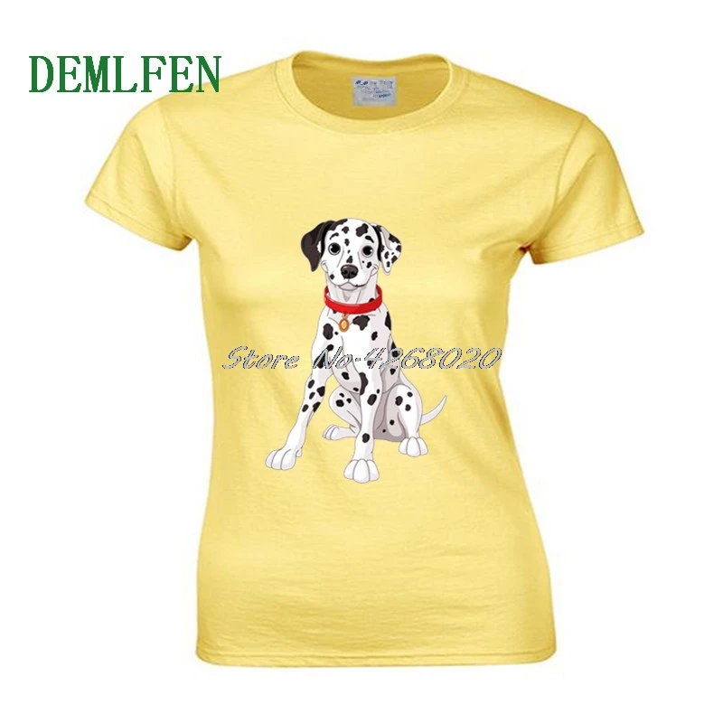 Футболка женская с принтом маленькой далматинской собаки Модная хлопковая