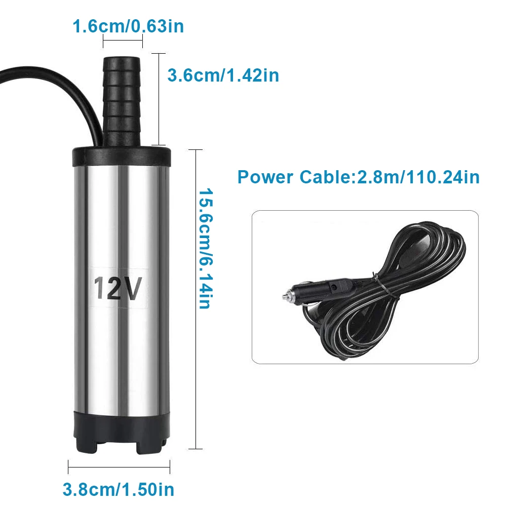 

12-24V electric submersible pump for pumping diesel oil water ,Stainless steel shell,12L/min,fuel transfer pump Diesel Fuel Pump