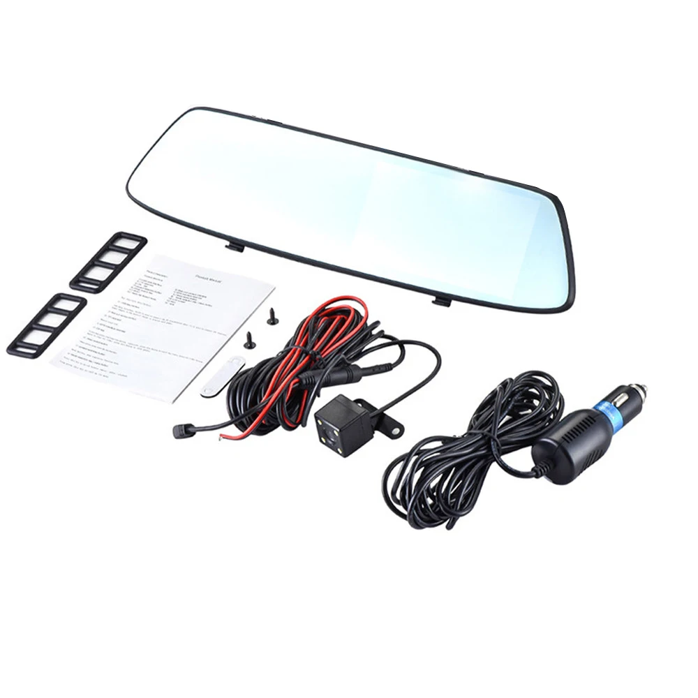 Elebest 5 дюймов FHD 1290P ips экран Dash cam двойная запись зеркало заднего вида