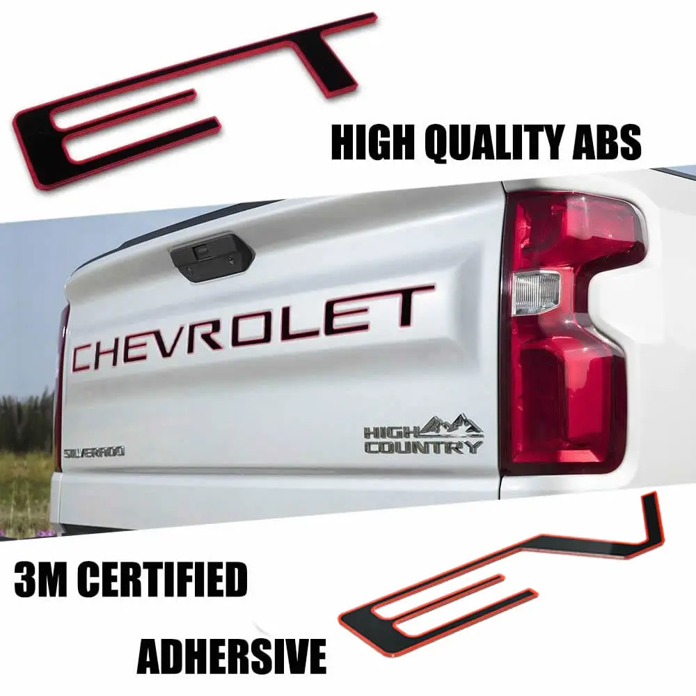 3d поднятые буквы Tailgate совместимы с моделями Silverado 2019 2020 (черный красным