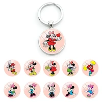 disney keyring minnie bag key chain gifte for children girls pendant glass dome cabochon keychains creative jewelry mik327 25