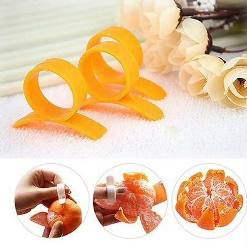 

Orange Plastic Peeler Curved Ring Peel Tool Cutting Orange Finger Shape Lemons Opener Remover Citrus Rind Accessories