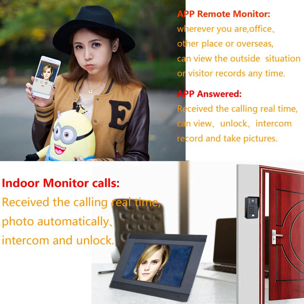 7 inch wifi video doorbell kits video door intercom system with password id card remote controlcellphone app unlock free global shipping